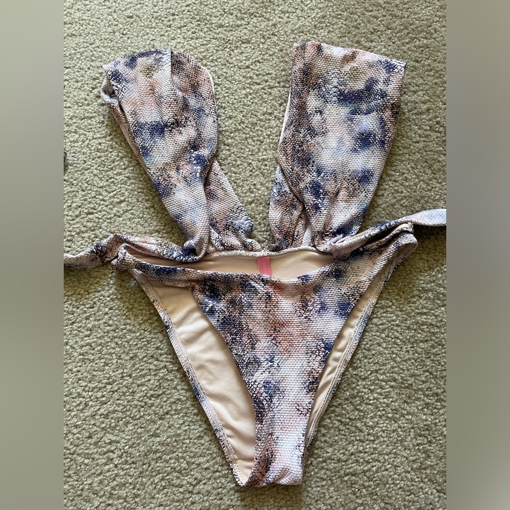 Sexy Victoria's Secret Deep Plunge Pink Snake Print One Piece